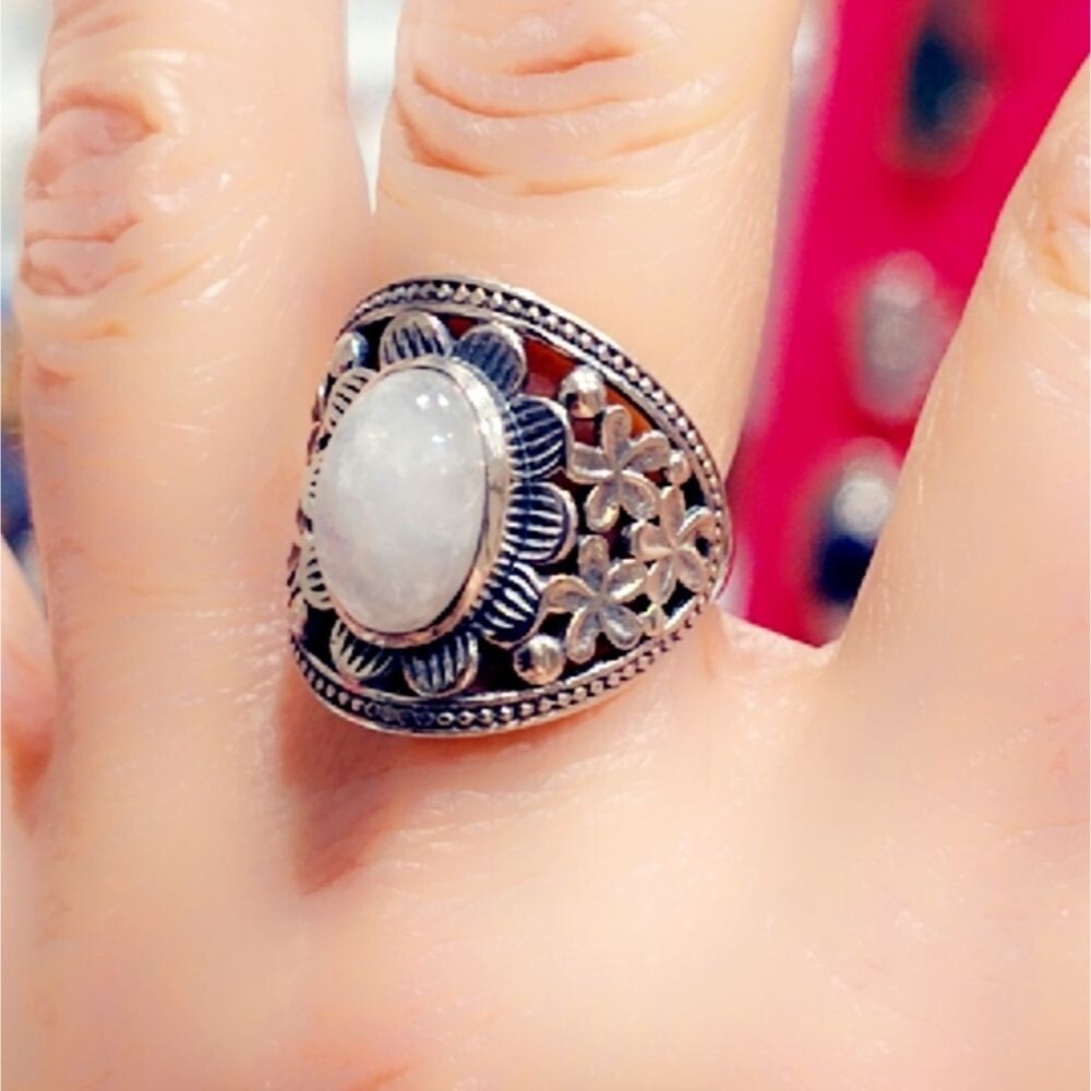 Rainbow Moonstone Sterling Gemstone Ring